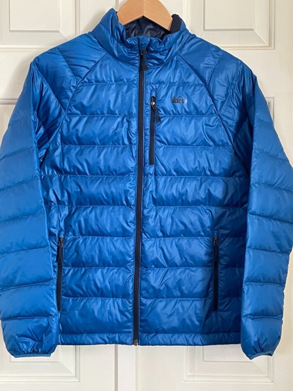 REI Boys Large Blue Down Puffer Jacket PrimaLoft Packable Outdoor